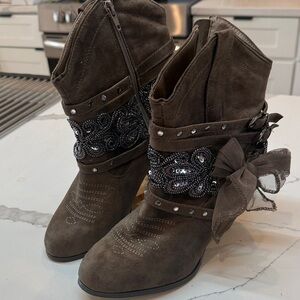 Not Rated Embellished Brown Ankle Boots